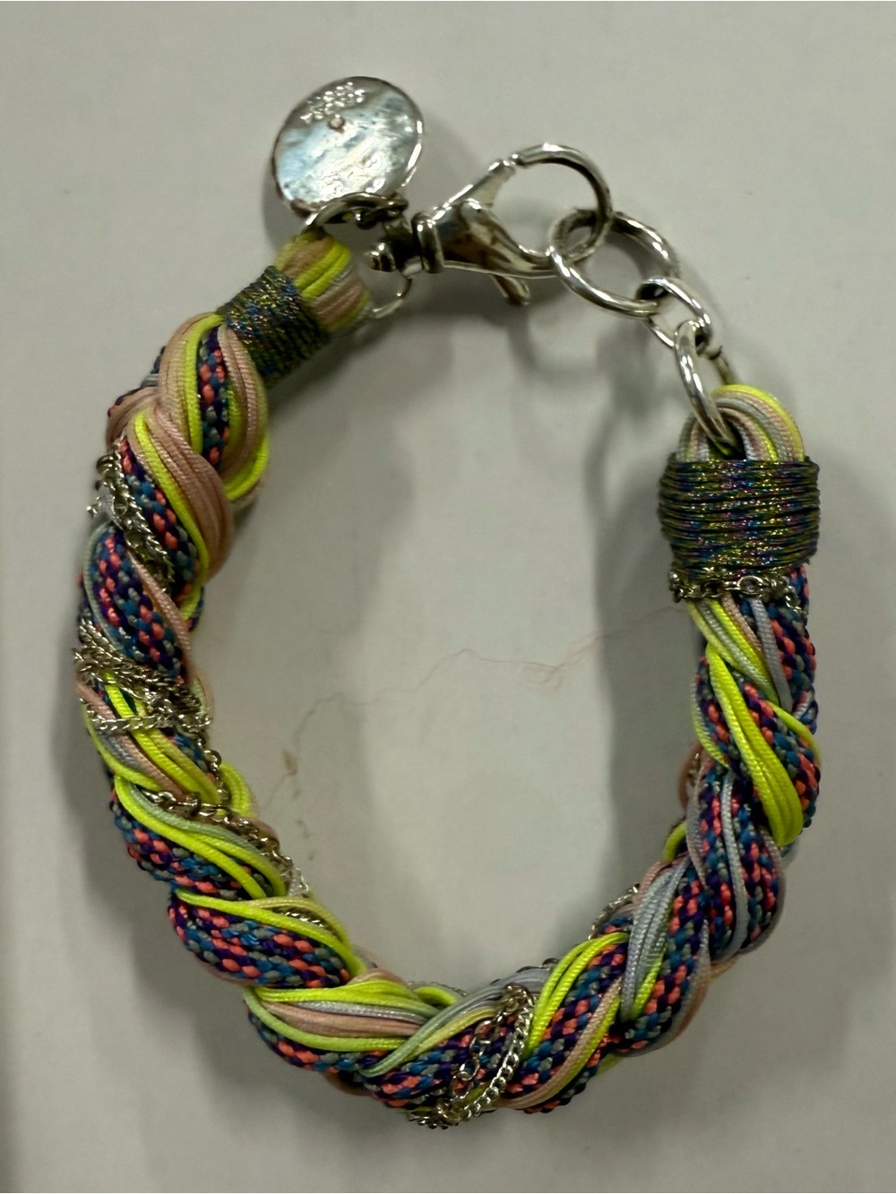 Kendra Scott Neon Yellow and Multicolor Braided Rope Bracelet
